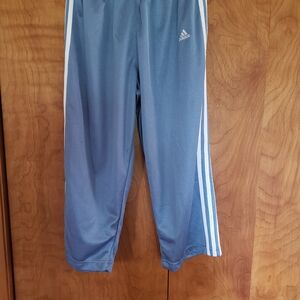 adidas Steel Blue Capris with White Side Stripes
